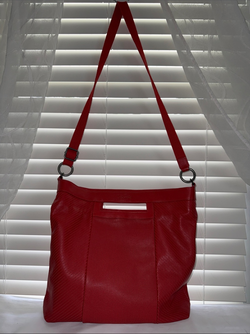 Splendid x Anthropologie red leather crossbody purse
